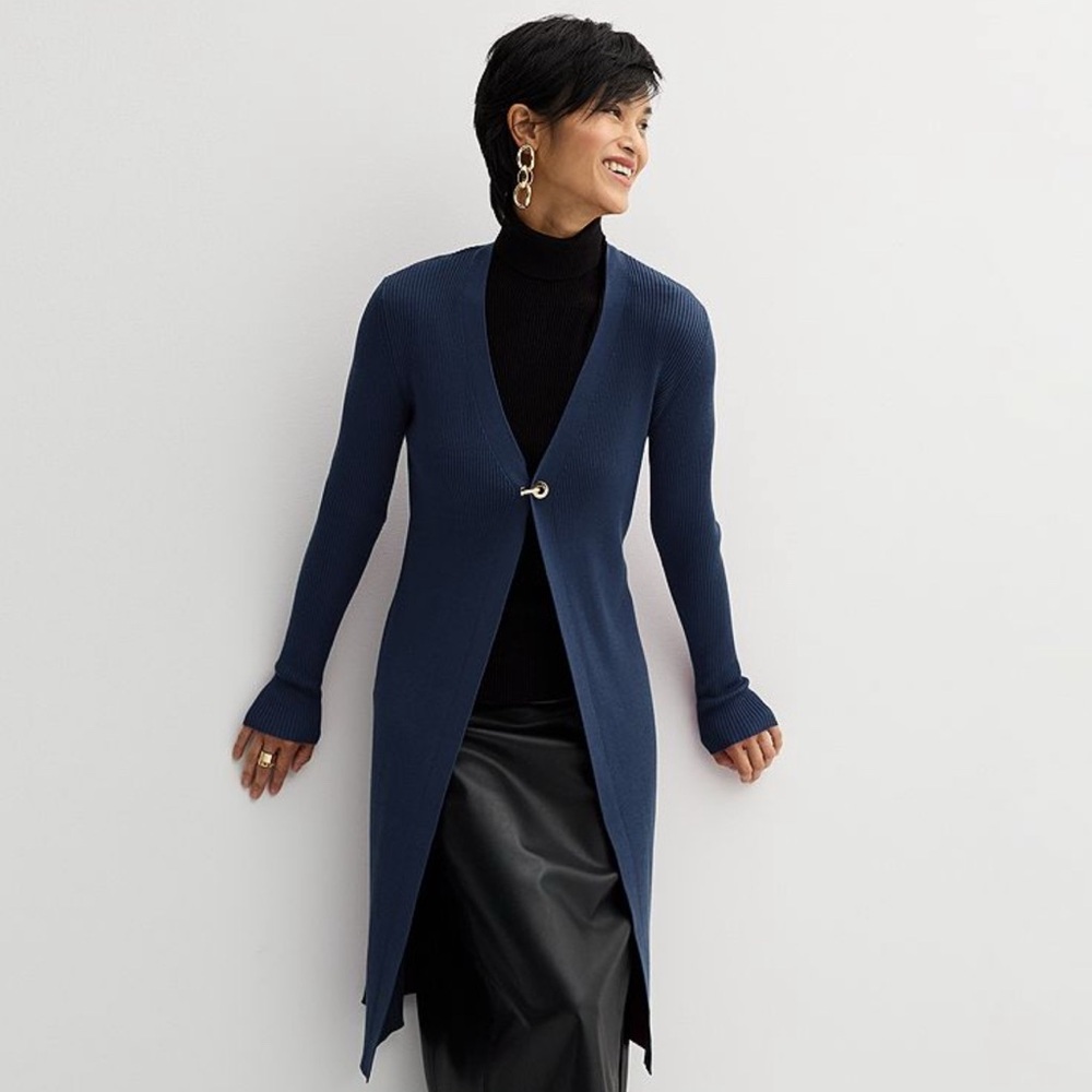 XS Nine West Navy Blue Long Sleeve Cardigan,
